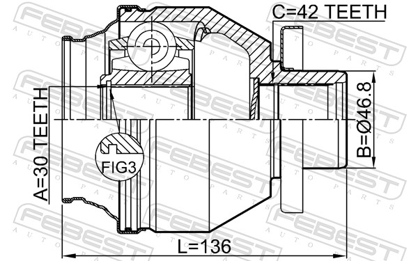 Joint Kit, drive shaft - 2311-T6MTLH FEBEST