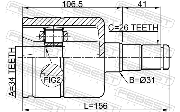 Joint Kit, drive shaft - 2311-TATLH FEBEST