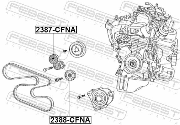Tensioner Pulley, V-ribbed belt - 2387-CFNA FEBEST