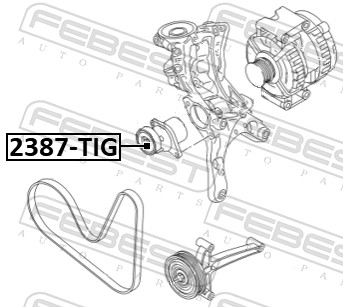 Tensioner Pulley, V-ribbed belt - 2387-TIG FEBEST