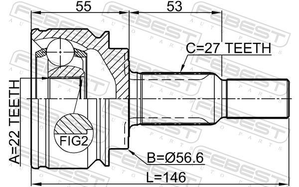 Joint Kit, drive shaft - 2410-KANII FEBEST