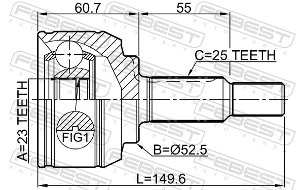 Joint Kit, drive shaft - 2410-KAPT FEBEST