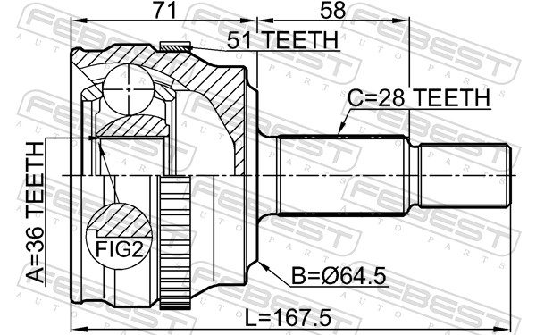 Joint Kit, drive shaft - 2410-MASTA51 FEBEST