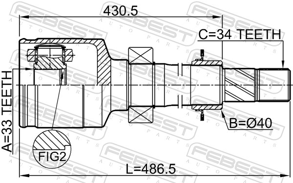 Joint Kit, drive shaft - 2411-CAPTRH FEBEST