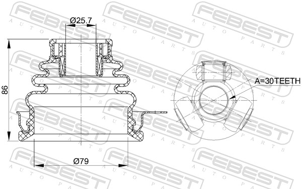 Joint Kit, drive shaft - 2411-LOGLH FEBEST