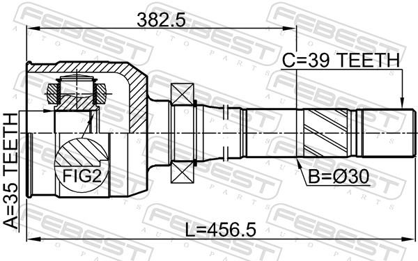 Joint Kit, drive shaft - 2411-MEGIIIRH FEBEST