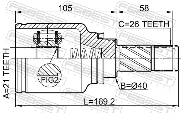 Joint Kit, drive shaft - 2411-SANIIRH FEBEST