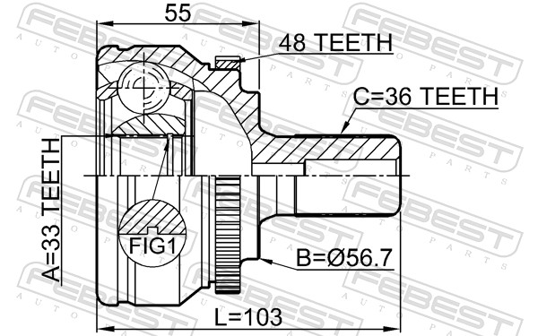 Joint Kit, drive shaft - 2710-S60A48 FEBEST