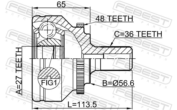 Joint Kit, drive shaft - 2710-V70A48 FEBEST