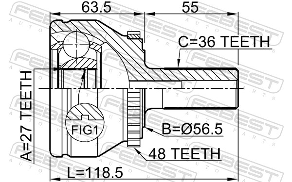 Joint Kit, drive shaft - 2710-XC90 FEBEST
