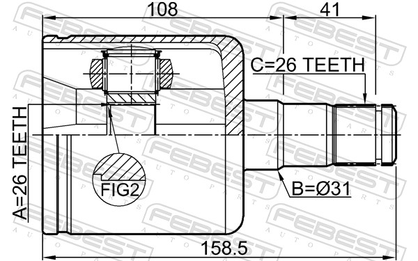 Joint Kit, drive shaft - 2711-S40IILH FEBEST