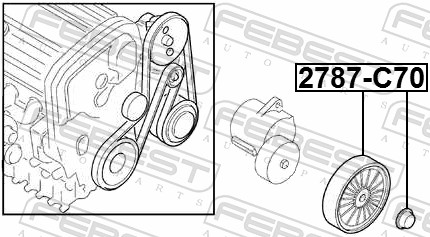 Tensioner Pulley, V-ribbed belt - 2787-C70 FEBEST