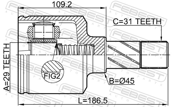 Joint Kit, drive shaft - 2811-DUCLH FEBEST