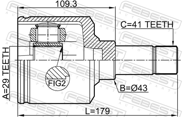Joint Kit, drive shaft - 2811-DUCQ18LH FEBEST