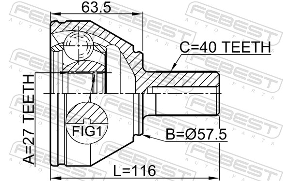 Joint Kit, drive shaft - 2910-FLIIF FEBEST