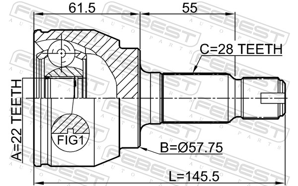 Joint Kit, drive shaft - 2910-FLIIR FEBEST