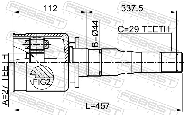 Joint Kit, drive shaft - 2911-DIIIFRH FEBEST