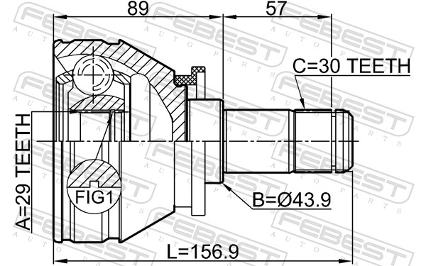 Joint Kit, drive shaft - 2911-RRIIIFLH FEBEST