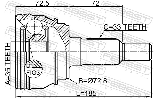 Joint Kit, drive shaft - 3210-ESCIII FEBEST