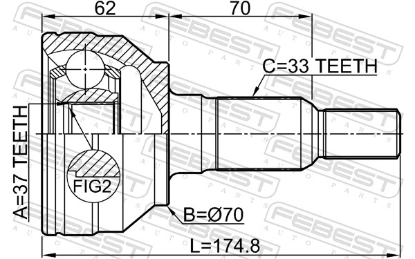 Joint Kit, drive shaft - 3610-H3 FEBEST