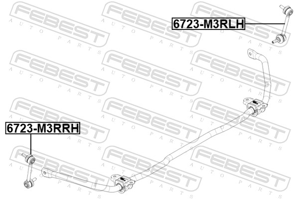 Rod/Strut, stabiliser - 6723-M3RLH FEBEST