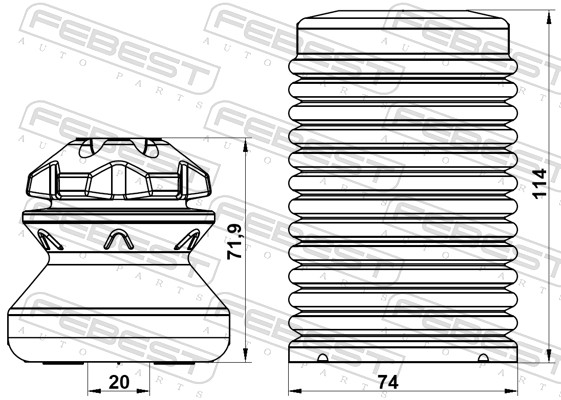 Dust Cover Kit, shock absorber - BMSHB-F10F-KIT FEBEST