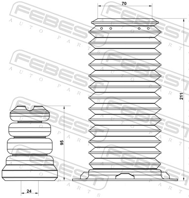 Dust Cover Kit, shock absorber - BMSHB-F30F-KIT FEBEST