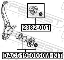 Wheel Bearing Kit - DAC51960050M-KIT FEBEST