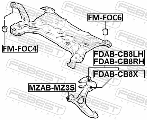 Control Arm-/Trailing Arm Bush - FDAB-CB8LH FEBEST