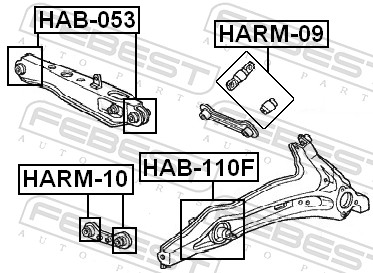 valdymo svirties/išilginių svirčių įvorė - HAB-110F FEBEST