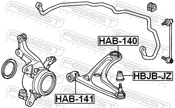 valdymo svirties/išilginių svirčių įvorė - HAB-140 FEBEST