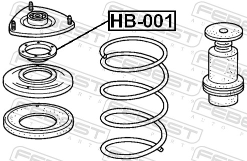 Rolling Bearing, suspension strut support mounting - HB-001 FEBEST