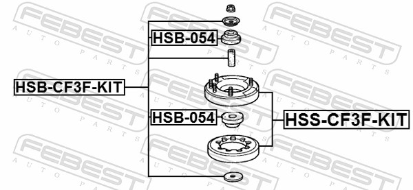 Монтажный комплект, амортизатор - HSB-CF3F-KIT FEBEST