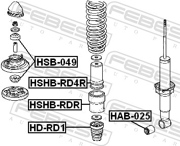 apsauginis dangtelis/gofruotoji membrana, amortizatorius - HSHB-RD4R FEBEST
