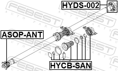 Cuscinetto, Supporto intermedio albero cardanico - HYCB-SAN FEBEST