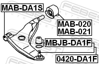 Control Arm-/Trailing Arm Bush - MAB-DA1S FEBEST