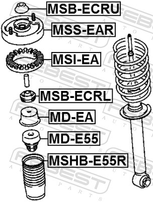 Spacer Bush, shock absorber - MSB-ECRU FEBEST