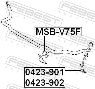 skersinio stabilizatoriaus įvorių komplektas - MSB-V75F FEBEST