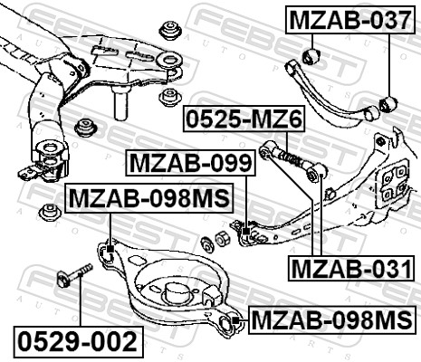 Control Arm-/Trailing Arm Bush - MZAB-037 FEBEST