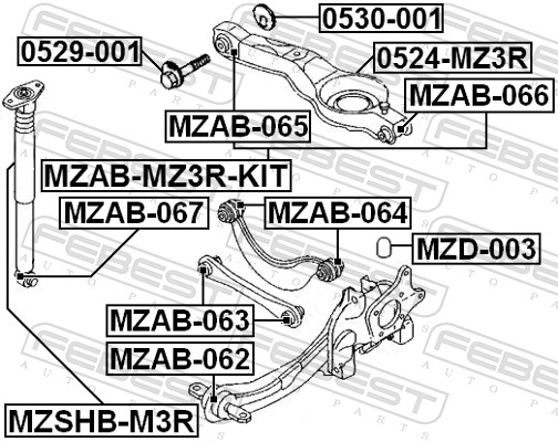 Control Arm-/Trailing Arm Bush - MZAB-062 FEBEST
