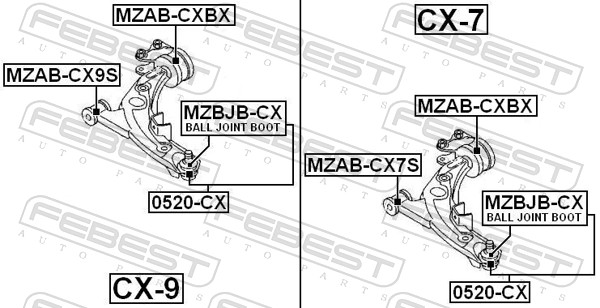 Control Arm-/Trailing Arm Bush - MZAB-CXBX FEBEST