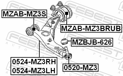 Control Arm-/Trailing Arm Bush - MZAB-MZ3BRUB FEBEST