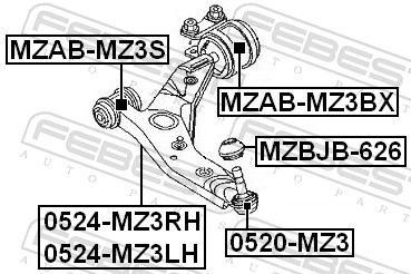 valdymo svirties/išilginių svirčių įvorė - MZAB-MZ3BX FEBEST