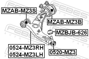 Control Arm-/Trailing Arm Bush - MZAB-MZ3S FEBEST