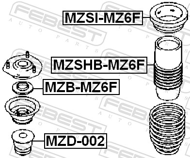Rolling Bearing, suspension strut support mounting - MZB-MZ6F FEBEST