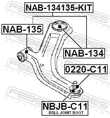Control Arm-/Trailing Arm Bush - NAB-134135-KIT FEBEST