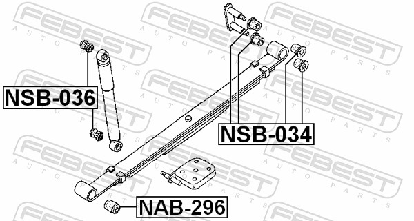Bush, leaf spring - NAB-296 FEBEST