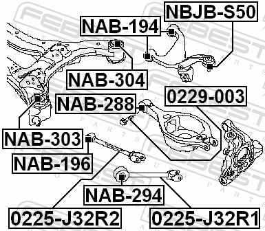 Mounting, axle beam - NAB-304 FEBEST