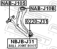 Control Arm-/Trailing Arm Bush - NAB-J10B FEBEST