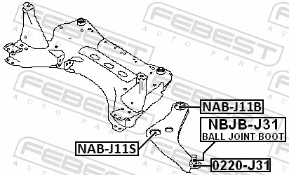 Control Arm-/Trailing Arm Bush - NAB-J11B FEBEST